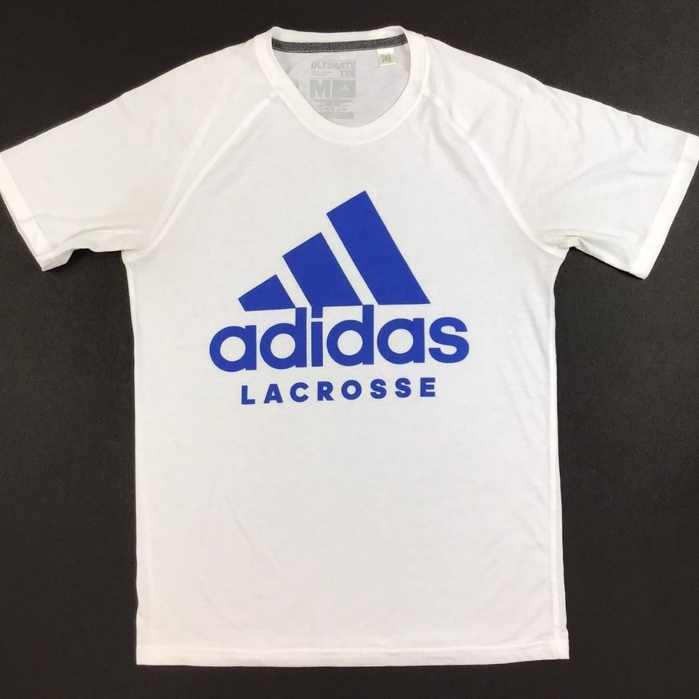 Adidas Climalite Lacrosse T Shirt mens M white blue short sleeve unisex